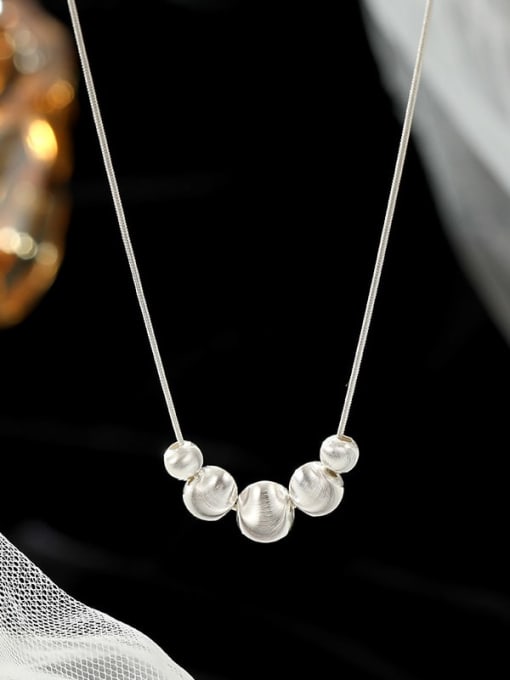 NS1031 [Silver] 925 Sterling Silver Bead Geometric Minimalist Necklace